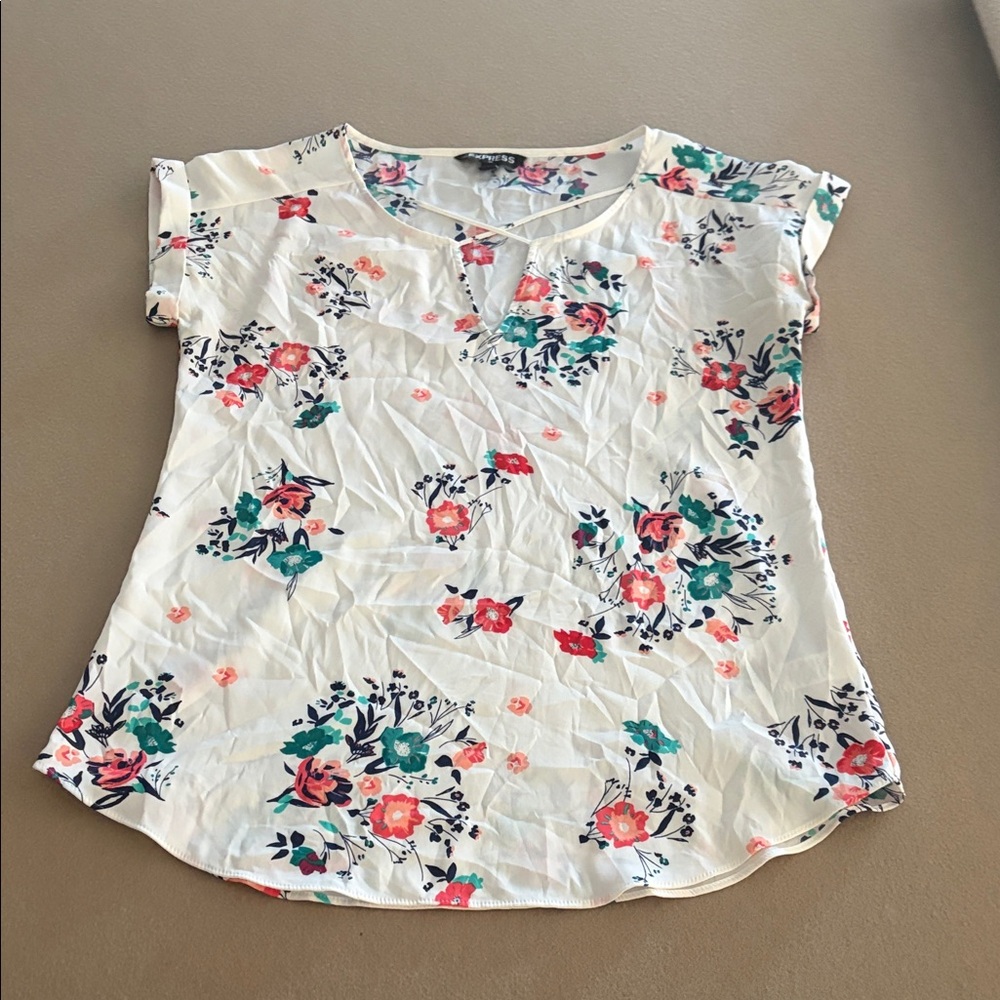 Express White Floral Women's Blouse